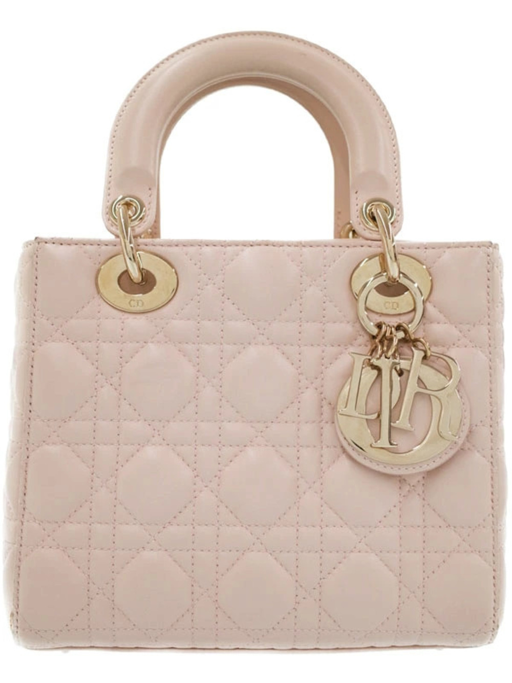 Christian Dior Lady light pink lambskin Cannage quilted leather Lady Dior Bag
